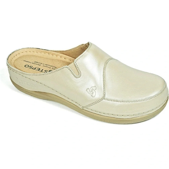 STEPSO Lady Casey Leather Clogs in Pearl Beige - Picture 1 of 16